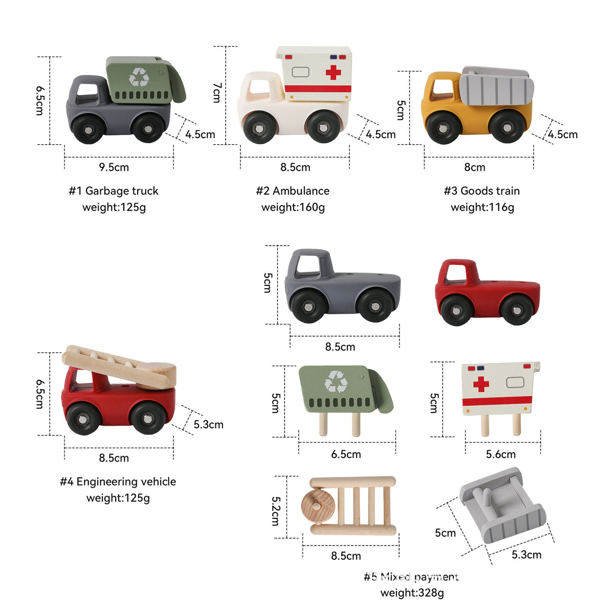 Silicone & Wood Convertible Vehicle Set