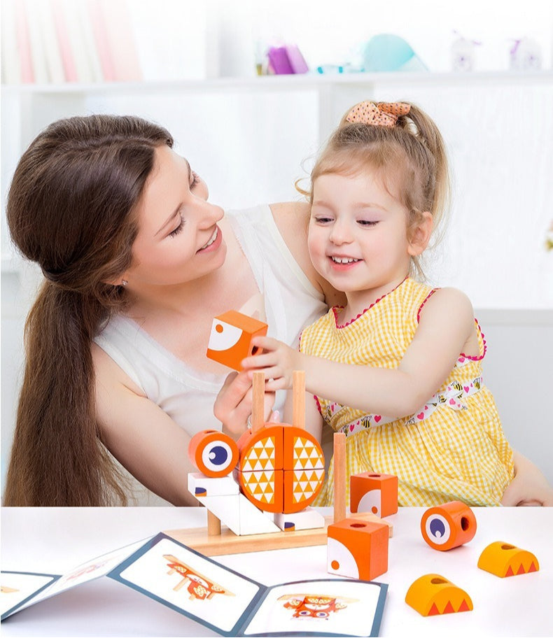 Animal Variable Wooden Stacking Blocks - Owl