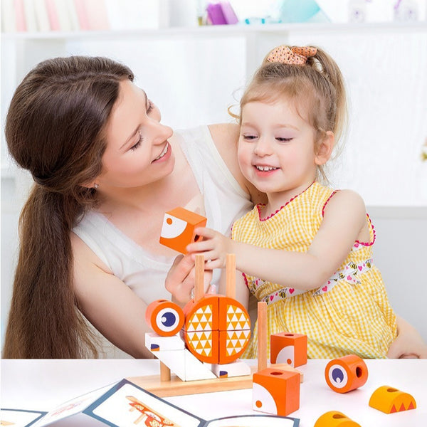 Animal Variable Wooden Stacking Blocks - Owl