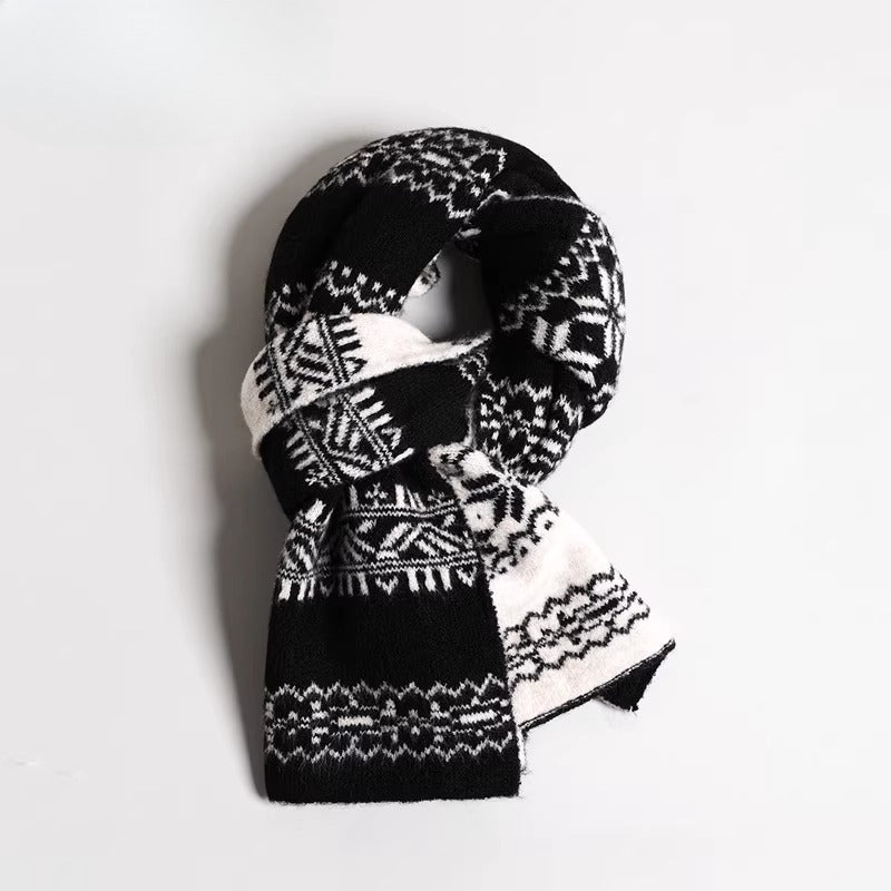 Classic Fair Isle Wool Knit Scarf