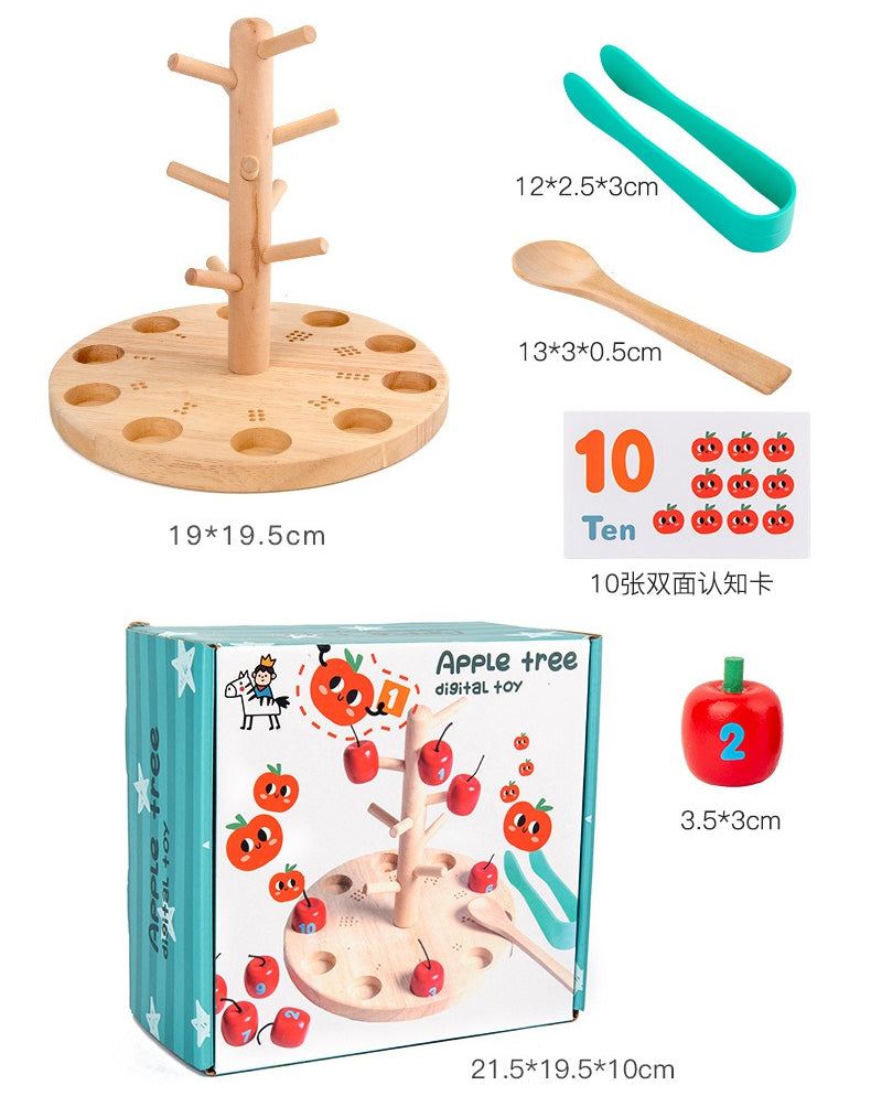 Wooden Apple Tree Counting & Fine Motor Skills Set