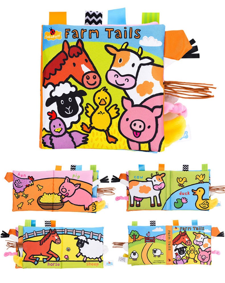 LakaRose Baby Sensory Soft Book - Crinkle & Squeak Animals