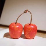 Hand-Carved Wooden Red Apple Figurine FantastiKurios