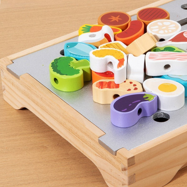 Wooden Pretend Play BBQ Grill Set