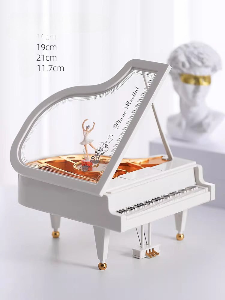 Vintage Grand Piano Music Box with Dancing Ballerina