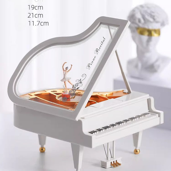 Vintage Grand Piano Music Box with Dancing Ballerina
