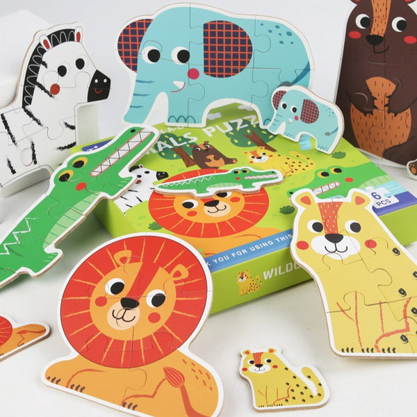 Kids' 6-in-1 Wooden Learning Puzzles - Assorted Themes