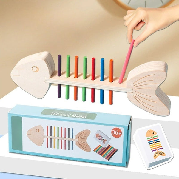 Wooden Fish Bone Color Matching Game