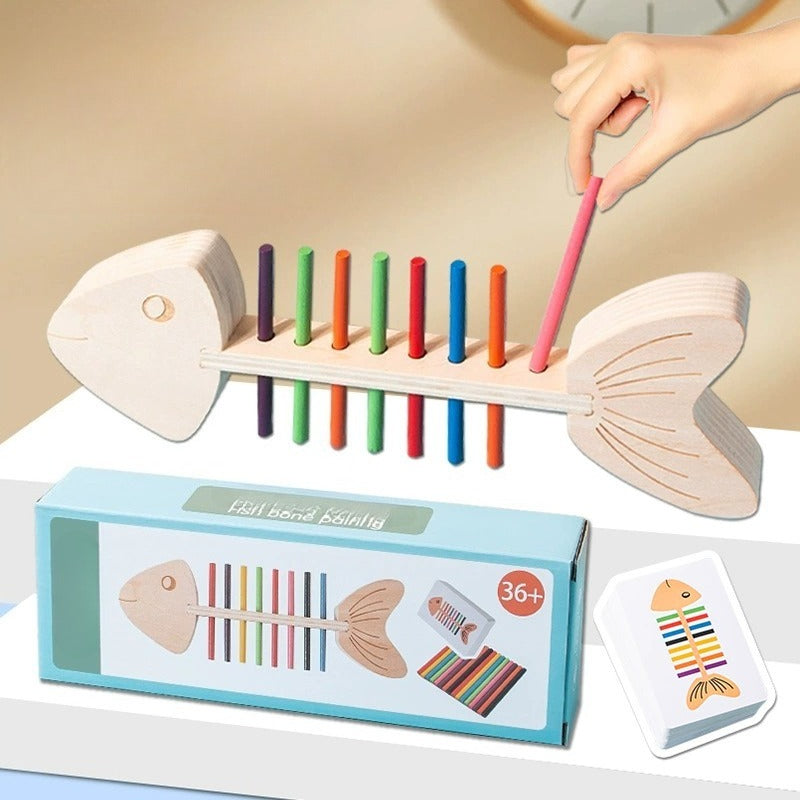 Wooden Fish Bone Color Matching Game