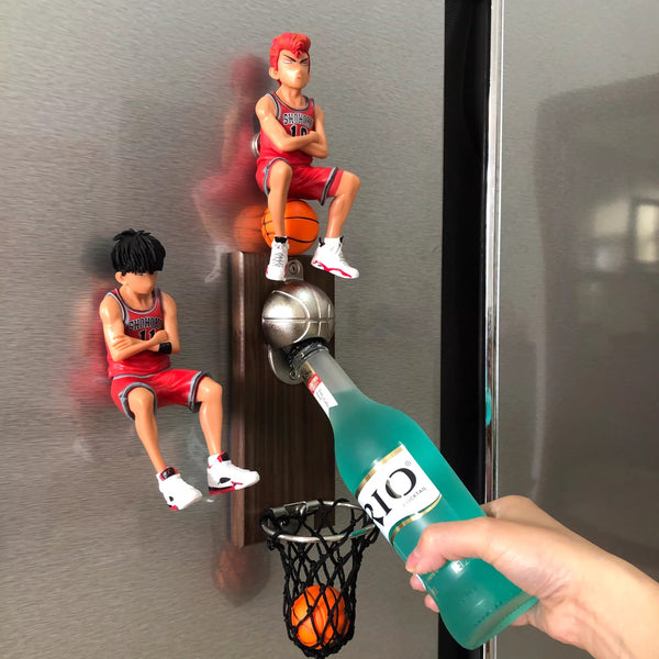 Basketball Themed Bottle Opener and Fridge Magnet Set