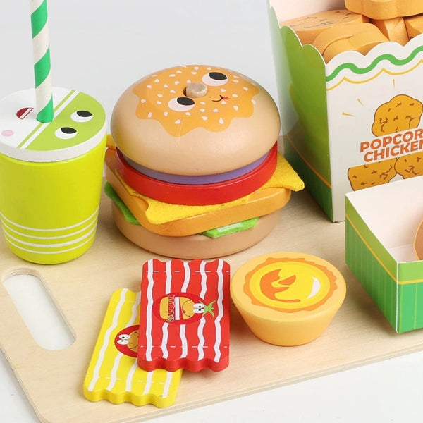 Wooden Pretend Play Fast Food Set