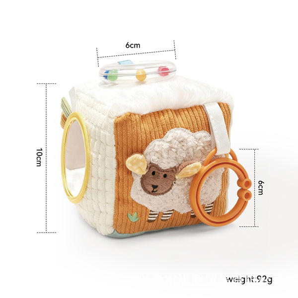 Soft Baby Sensory Cube with Rattle and Mirror - Forest Friends