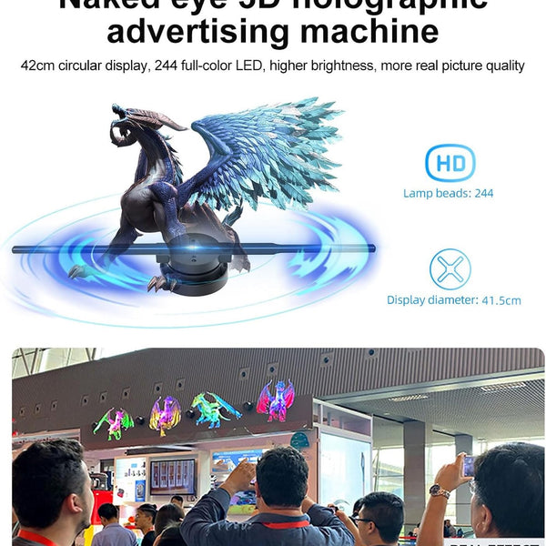 3D Hologram Fan 16.5 Inch– 244-LED Floating Visual Display for Home Decor & Unique Gifting