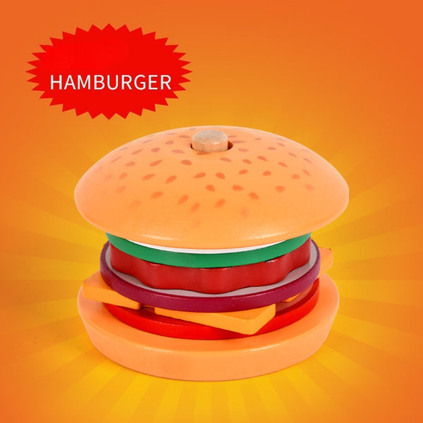 🍔 The Little Foodie's Wooden Fast Food Stacking Set