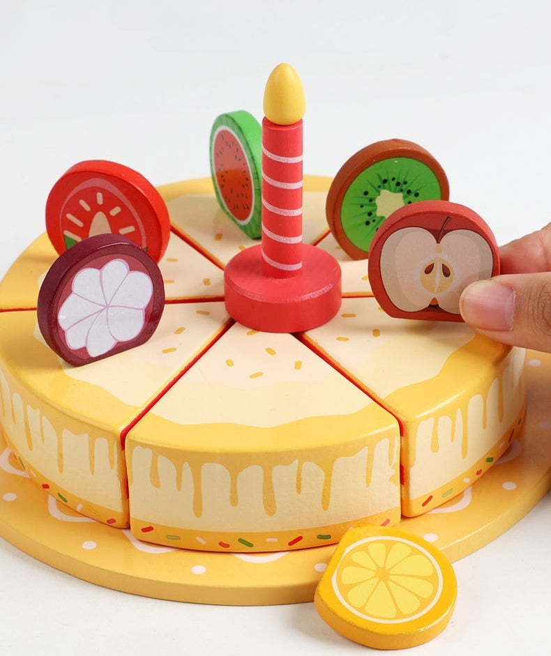 Wooden Pretend Play Fruit Cake Set