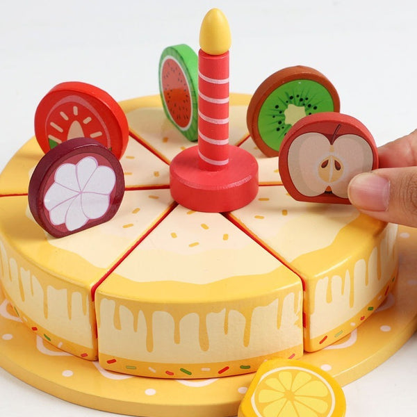 Wooden Pretend Play Fruit Cake Set