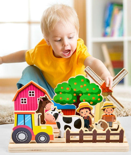 Wooden Early Learning Scene Puzzle Kit