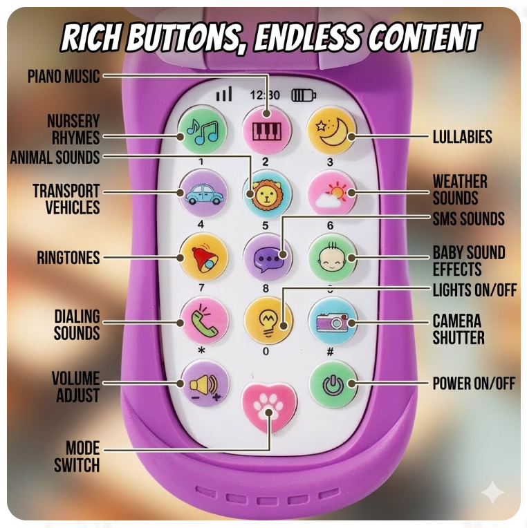 Musical Flip Phone Toy with Sound and Lights
