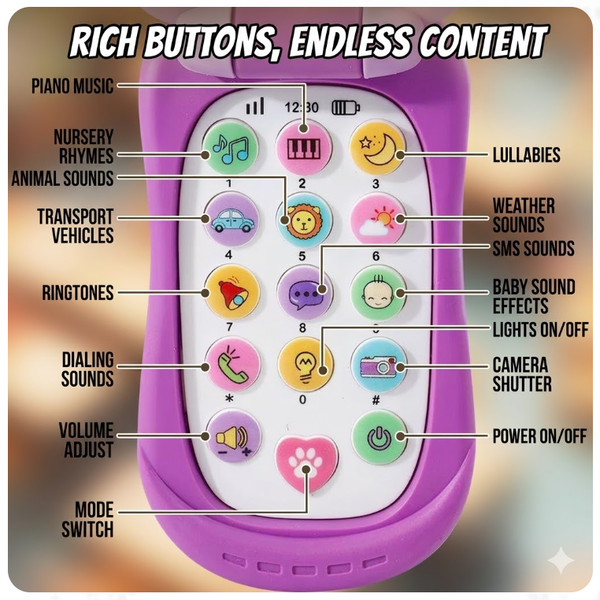 Musical Flip Phone Toy with Sound and Lights
