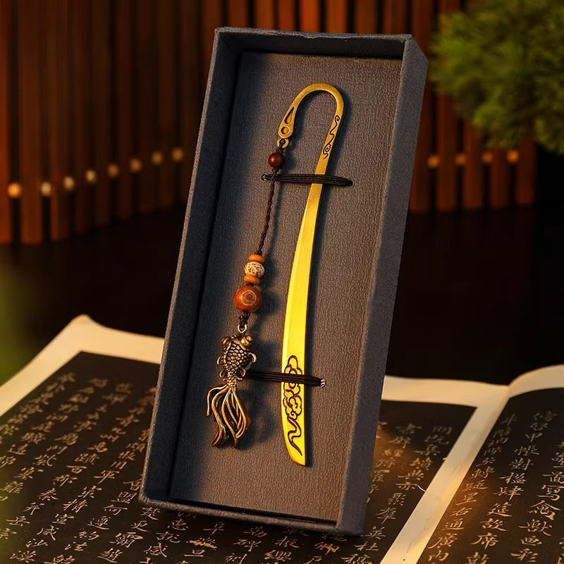 Chinese Style Brass Bookmark with Tassel