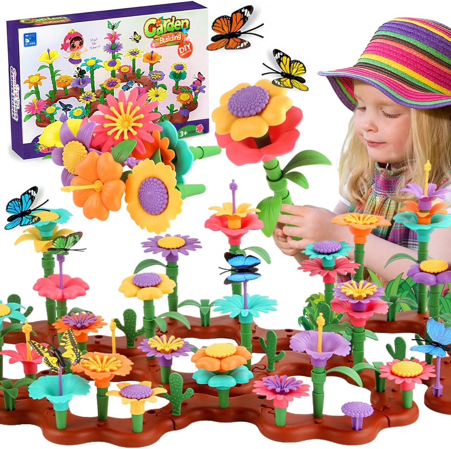 DIY Flower Garden Building Set (93 Pieces) with Storage Box