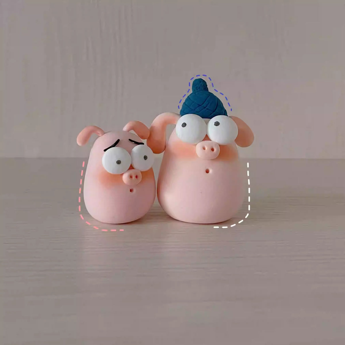 Miniature Pig Resin Clay Ornament Set