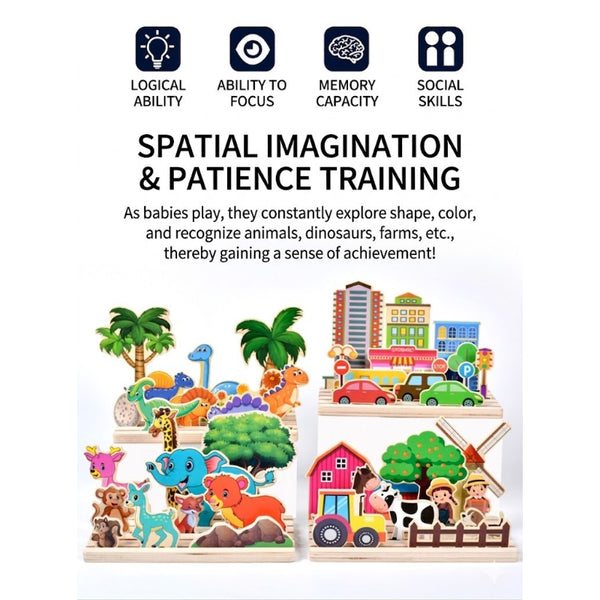 Wooden Early Learning Scene Puzzle Kit
