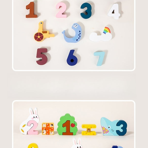 Wooden Number Counting Toy Matching Block Set