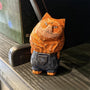 Hand-Carved Wooden Cat Desktop Ornament