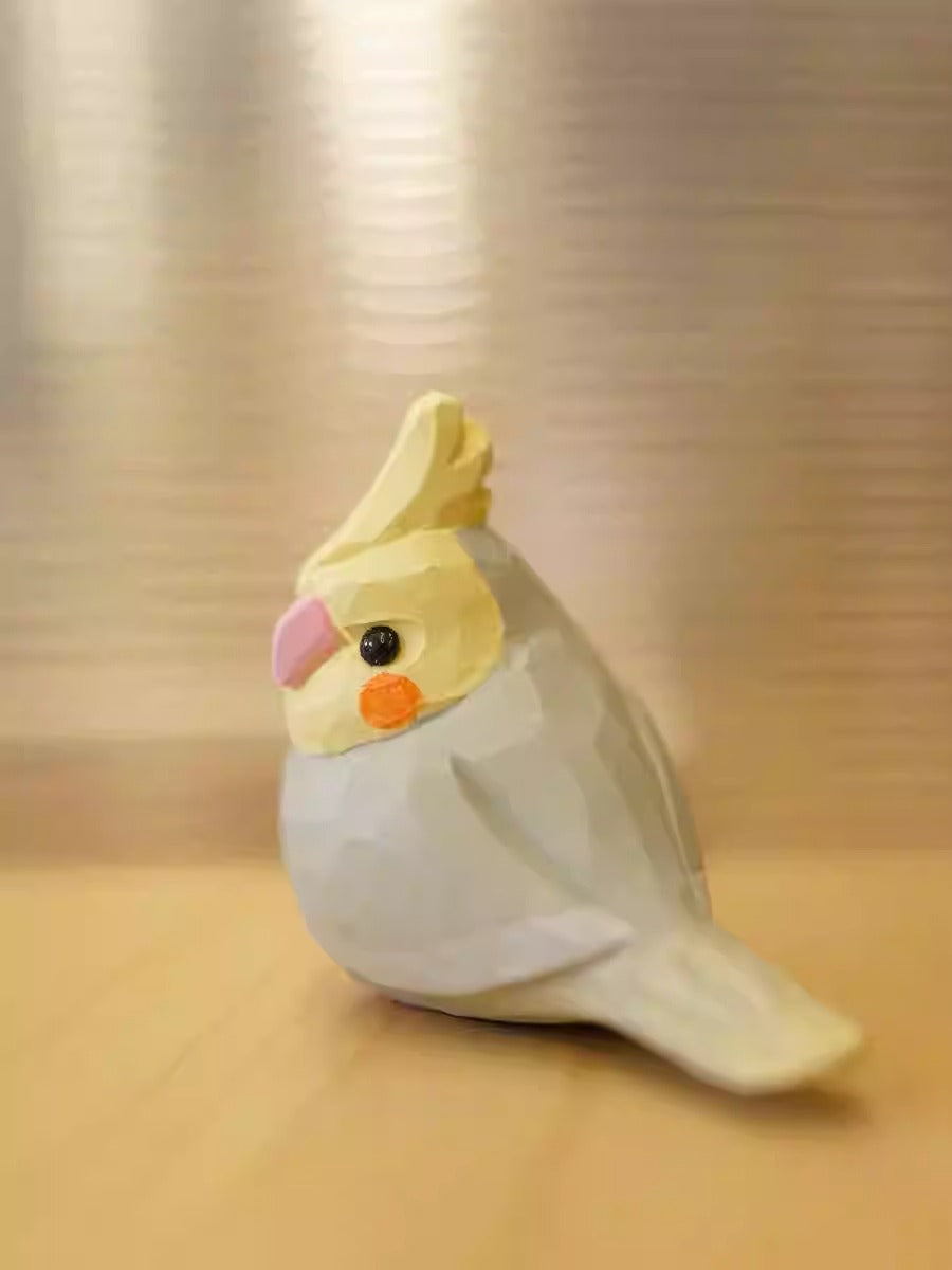 Hand-Carved Wooden Parrot Figurine