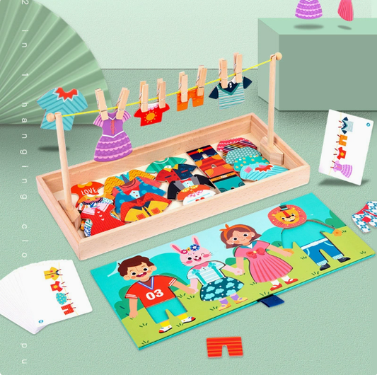 Clothesline Dress-Up Wooden Puzzle Activity