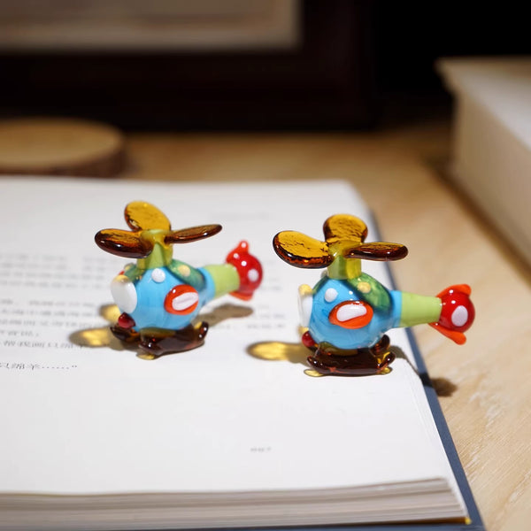 Miniature Hand-Blown Glass Helicopter Figurine