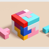 Colorful geometric puzzle on a beige background