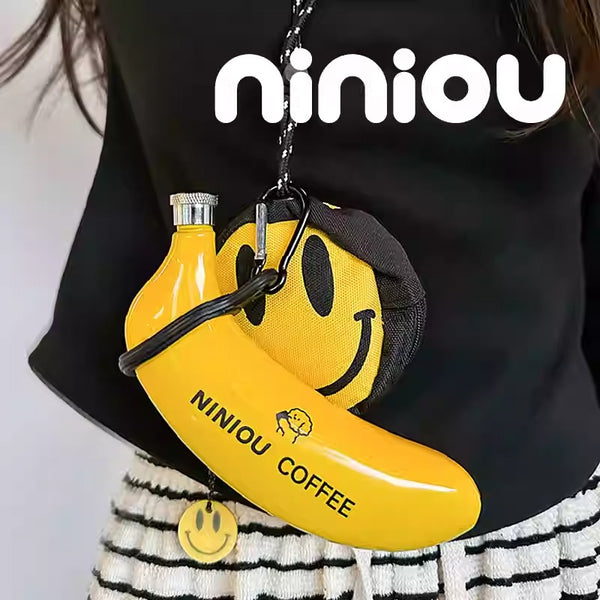 Banana Stainless Steel Hip Flask with Funnel