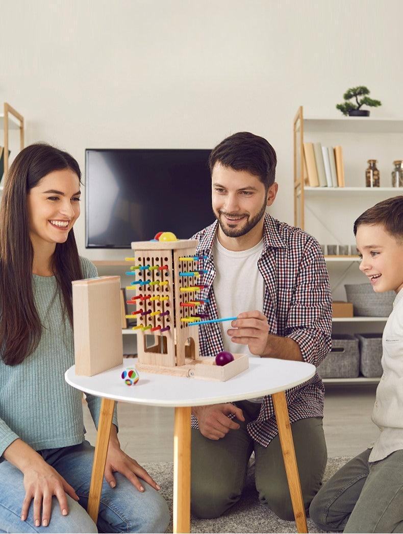 3-in-1 Wooden Stick Balance and Color Sorting Game