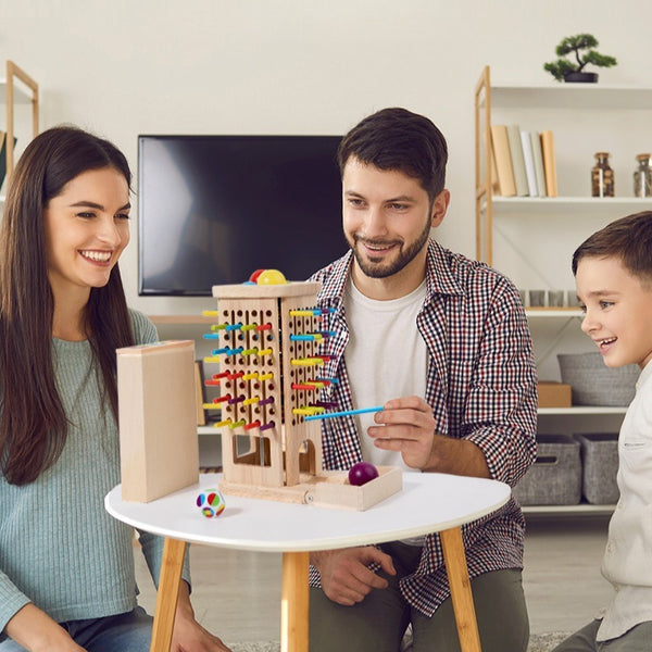 3-in-1 Wooden Stick Balance and Color Sorting Game