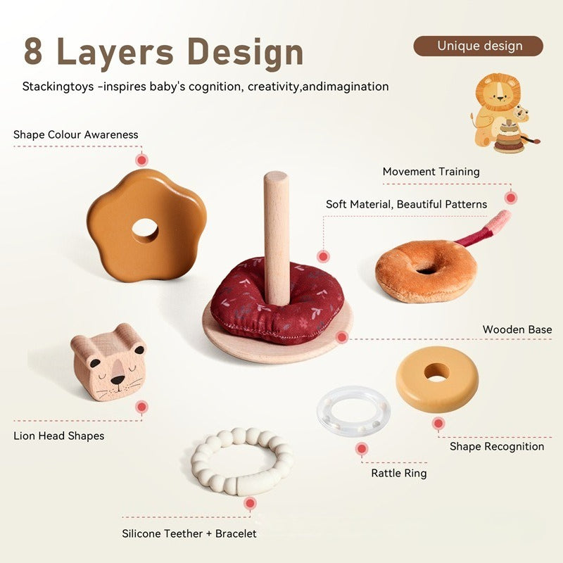 Wooden Lion Stacking Rings Developmental Toy