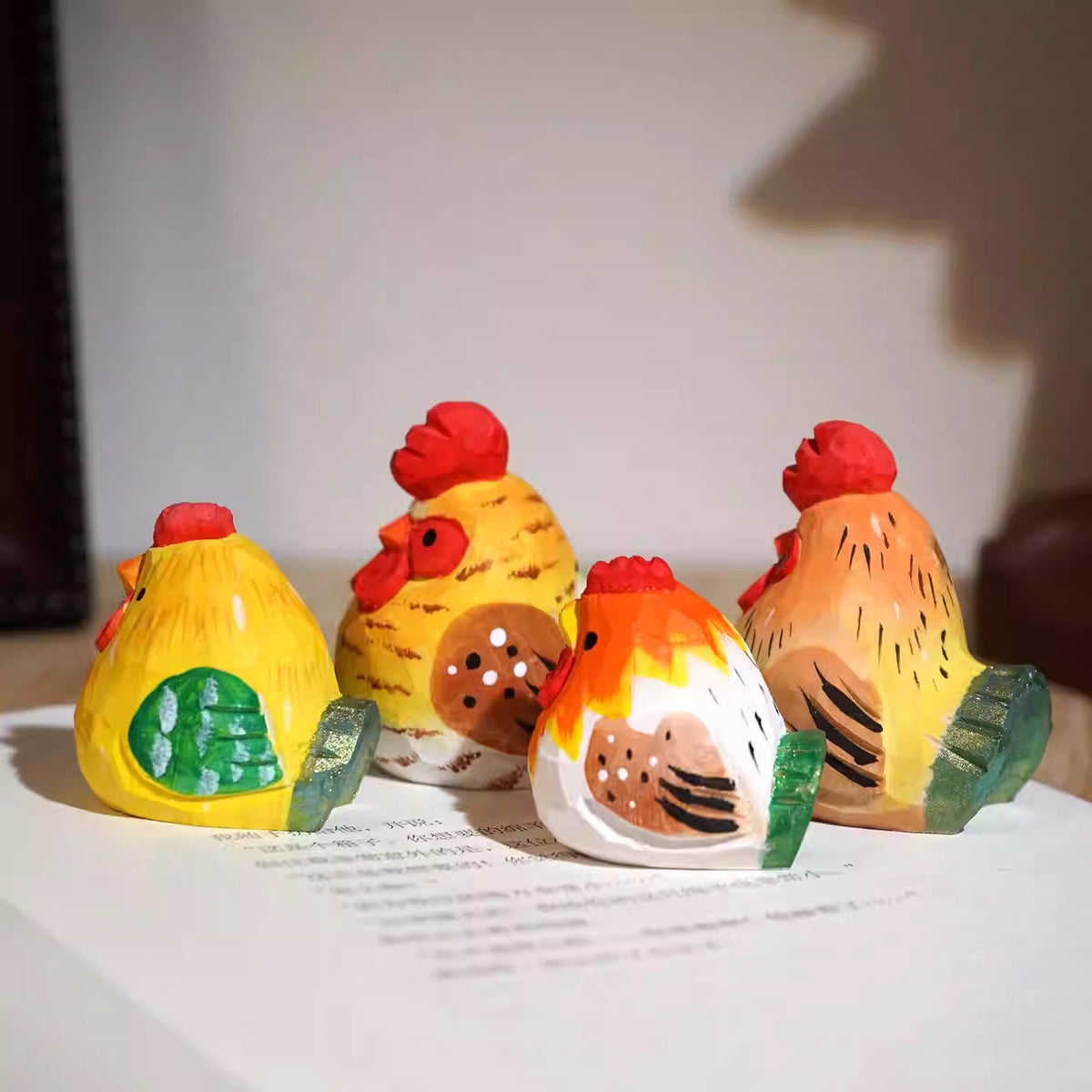 Hand-Carved Wooden Chick Figurine