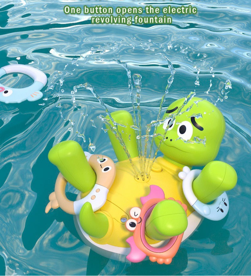 Electric Spraying Turtle Bath Toy with Ring Toss