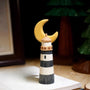 Hand-Carved Wooden Moon Lighthouse Desktop Ornament FantastiKurios