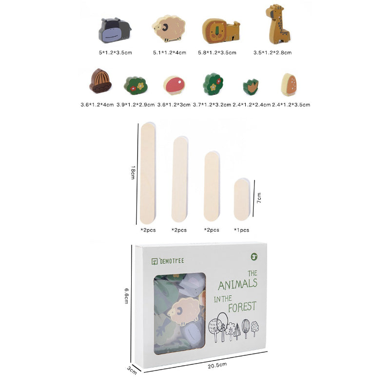 Wooden Forest Animal Stacking Balance Game