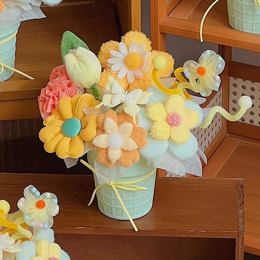 Handmade Fabric Flower Pot Ornament