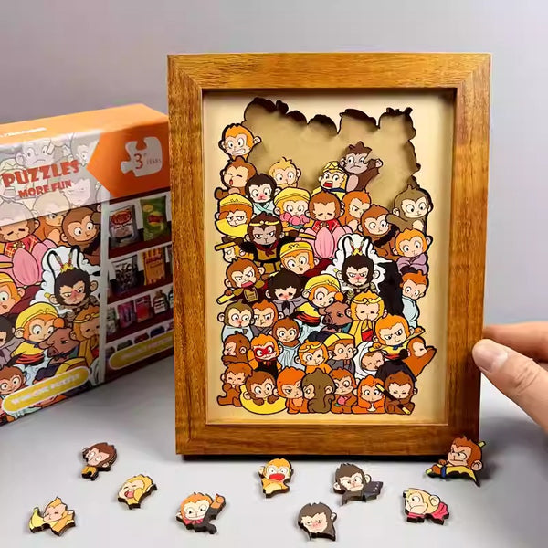 Wooden Sun Wukong Art Jigsaw Puzzle with Frame