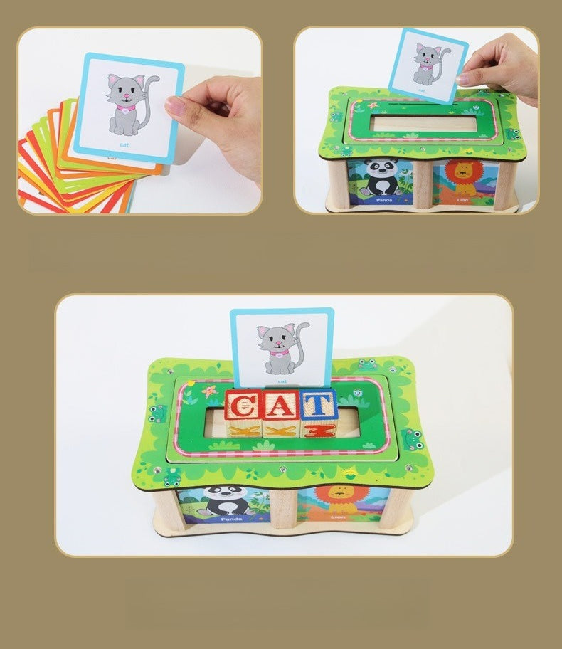 Wooden Word and Number Learning Blocks with Cards