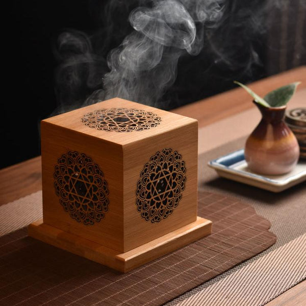 Decorative Wooden Incense Box – Aromatherapy Smudge & Crystal Cleansing Holder