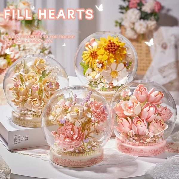 Floral Botanical Building Block Night Light with Dust Dome