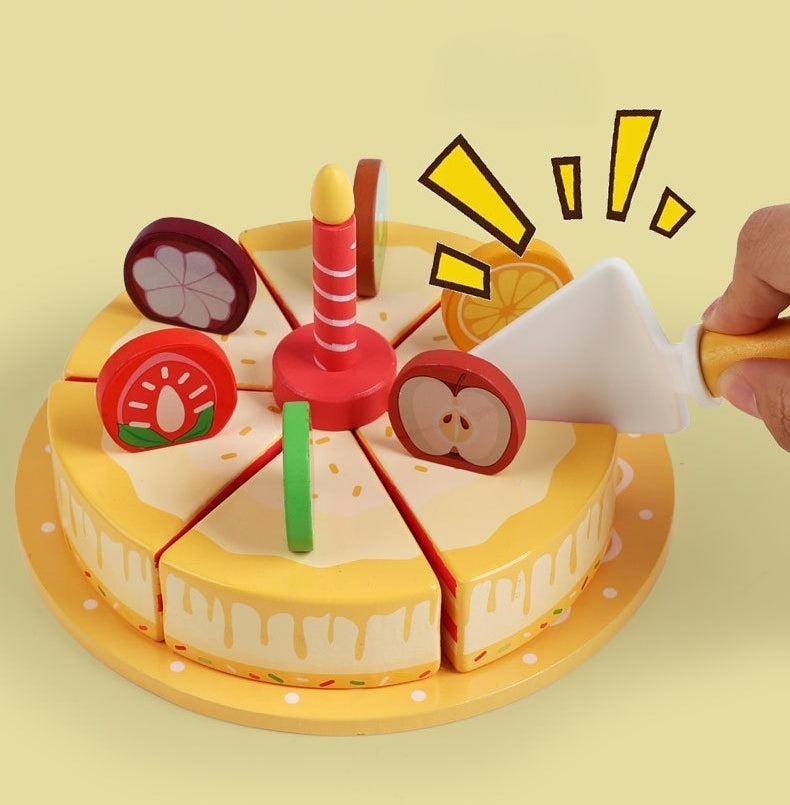 Wooden Pretend Play Fruit Cake Set
