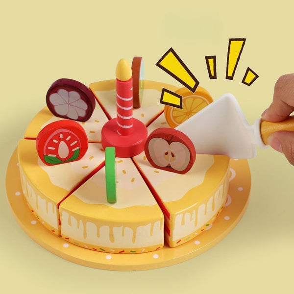 Wooden Pretend Play Fruit Cake Set