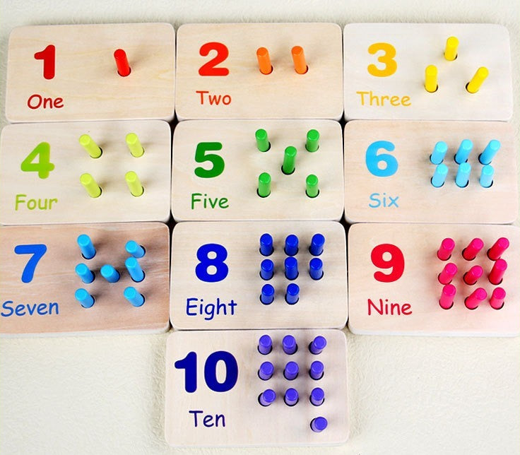 Wooden Number Counting Toy Matching Peg Board