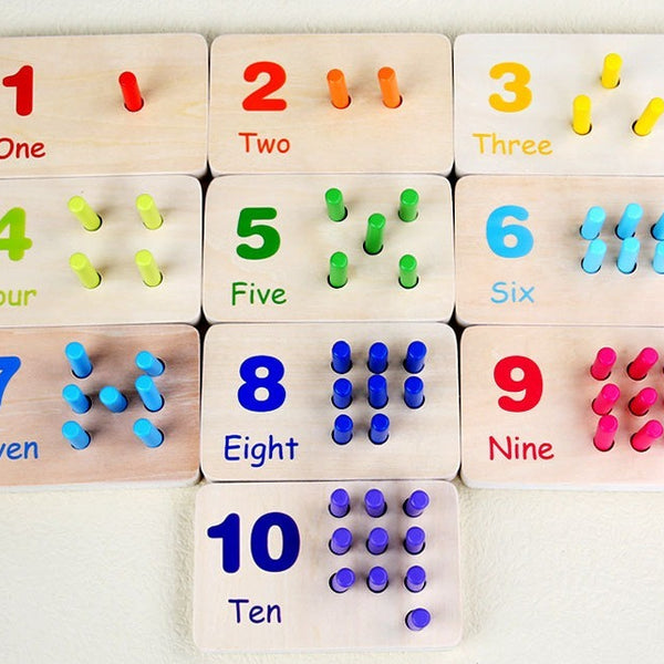 Wooden Number Counting Toy Matching Peg Board